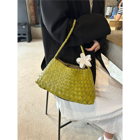Retro hand-woven first-layer cowhide shoulder bag, Soft pu bag ,Gift for Wife,Gift for Mom,Birthday Gifts